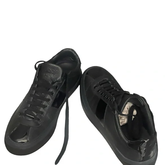 Jimmy Choo Black Patent And Leather LowTop Sneakers Size 42(12) USA